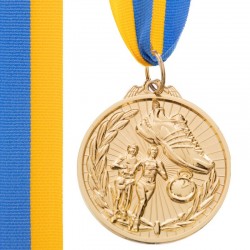 Медаль спортивна зі стрічкою PlayGame Футбол золота, код: C-7016-F_G