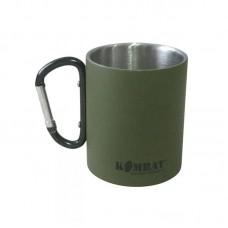 Кружка Kombat UK Carabiner Mug Stainless Steel 330 мл, оливковий, код: kb-cmss-olgr