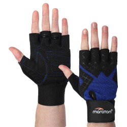 Рукавички для фітнесу та важкої атлетики Maraton XXL, чорний-синій, код: MAR-0021_XXLBL