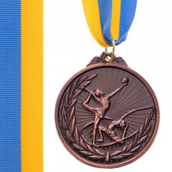 Медаль спортивна зі стрічкою PlayGame Гімнастика бронза, код: C-7012_B