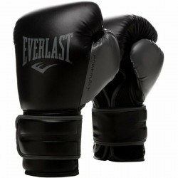 Боксерські рукавиці Everlast Powerlock 2R Trainibg Glove 16 унцій, чорний-сірий, код: 009283608354
