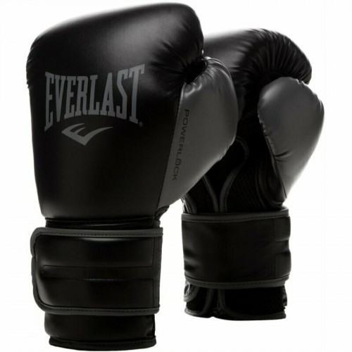 Боксерські рукавиці Everlast Powerlock 2R Trainibg Glove 16 унцій, чорний-сірий, код: 009283608354