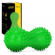 Масажний м"яч подвійний з шипами 4Fizjo Spike+ 7x16 см, зелений, код: P-5905973403351