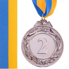 Медаль спортивна зі стрічкою PlayGame Glory срібна, код: C-3969_S