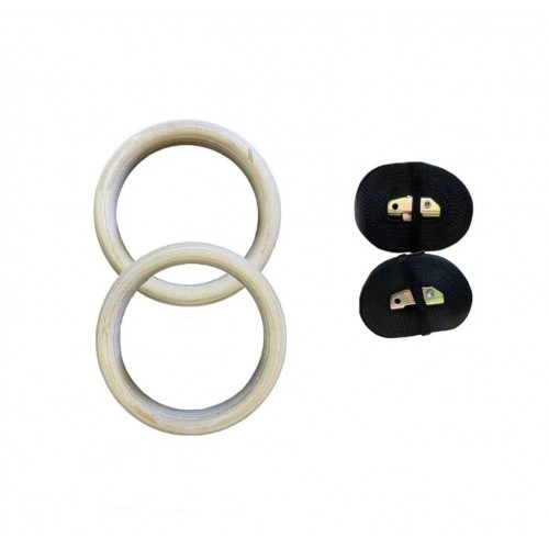 Кільця гімнастичні зі стропами (дерев'яні) Jaguar Wooden Gymnastic, код: 131618-AX Кільця гімнастичні зі стропами (дерев'яні) Jaguar Wooden Gymnastic, код: 131618-AX