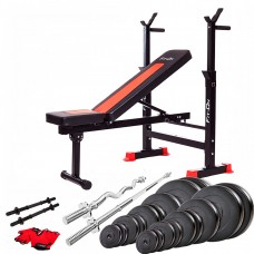 Лава тренувальна Fit-On FN-S101 + штанга та гантелі 135кг, код: 2110-0026 Лава тренувальна Fit-On FN-S101 + штанга та гантелі 135кг, код: 2110-0026