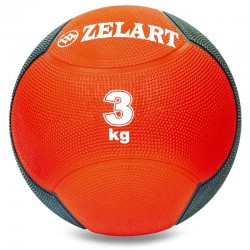 Медбол (медичний м"яч) Zelart 3 кг, червоний-чорний, код: FI-5121-3
