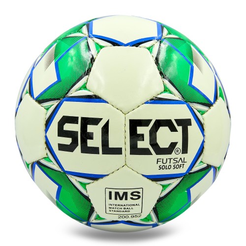 М"яч футзальний Select Solo Soft №4 PU, білий-зелений, код: ST-8157-S52