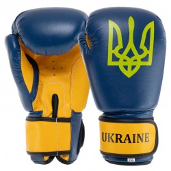 Рукавички боксерські FitBox Ukraine, 4oz, синій-жовтий, код: MA-7771_4BLY