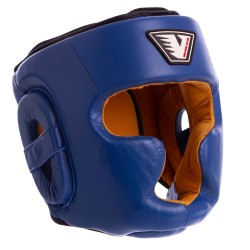 Шолом боксерський Velo з повним захистом шкіряний M, синій, код: VL-8193_MBL