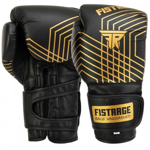 Боксерські рукавиці Fistrage 14 унцій, чорний-золотий, код: VL-5557_14BK