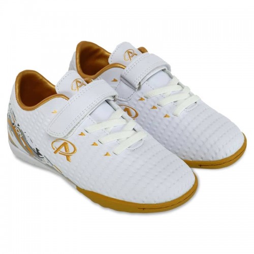 Сороконіжки футбольні дитячі Pro Action розмір 28, білий-золотий, код: VL19759-TFB-WG_28 Сороконіжки футбольні дитячі Pro Action розмір 28, білий-золотий, код: VL19759-TFB-WG_28