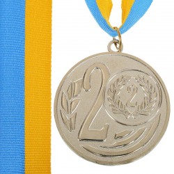 Медаль спортивна зі стрічкою PlayGame Wreath ø7см, срібний, код: C-1489-7_S Медаль спортивна зі стрічкою PlayGame Wreath ø7см, срібний, код: C-1489-7_S