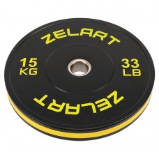 Бамперні диски гумові Zelart Bumper Plates 51мм, 15кг, чорний-жовтий, код: TA-4790-15