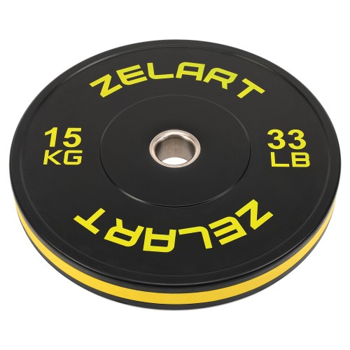Бамперні диски гумові Zelart Bumper Plates 51мм, 15кг, чорний-жовтий, код: TA-4790-15