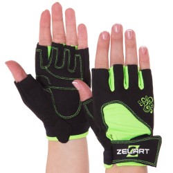 Рукавички для фітнесу Zelart M чорний-зелений, код: SB-161728_MG