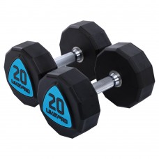 Гантелі цільні професійні з поліуретановим покриттям LiveUp 2х20кг, чорний-синій, код: LP8003-20-S52 Гантелі цільні професійні з поліуретановим покриттям LiveUp 2х20кг, чорний-синій, код: LP8003-20-S52