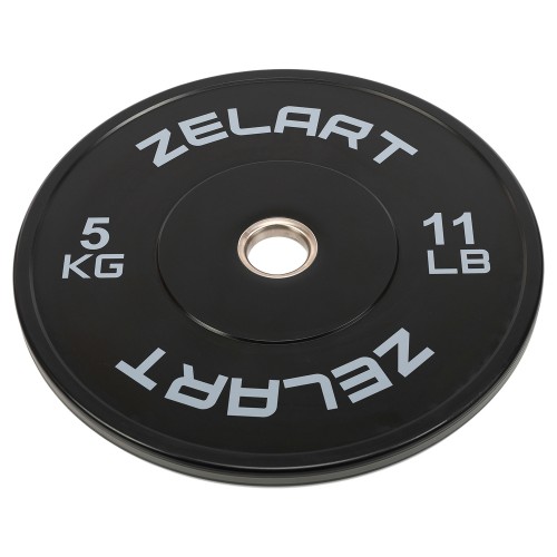 Бамперні диски гумові Zelart Bumper Plates 51мм, 5кг, чорний-сірий, код: TA-4790-5