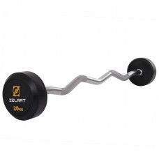 Штанга фіксована вигнута обрезиненная Zelart Rubber Coated Barbell 20 кг, код: TA-2687-20-S52