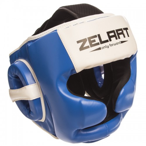 Шолом боксерський з повним захистом Zelart XL, синій-білий, код: BO-1390_XLBL-S52