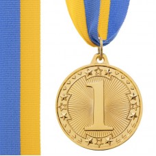 Медаль спортивна зі стрічкою PlayGame Would золота, код: C-6403_G