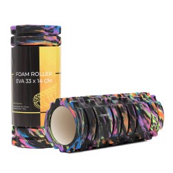Масажний валик (ролик) Cornix EVA Marble Design 330x140 мм, чорний-фіолетовий, код: XR-0106