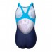 Купальник закритий для дівчат Arena Waves Breaking Swimsuit V Back зріст 128см, 8 років, блакитний-фіолетовий, код: 3468337063070