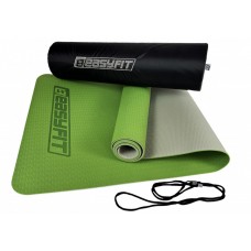 Килимок для йоги та фітнесу EasyFit TPE+TC двошаровий + чохол, 1830х610х6 мм, зелений з сірим, код: EF-1924E-GNGY-EF