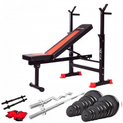 Лава тренувальна Fit-On FN-S101 + штанга та гантелі 80кг, код: 2110-0029