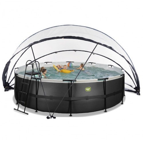 Басейн великий каркасний Exit "Чорна шкіра" з накриттям + пісочний фільтр 450х122 см, код: 30.27.15.20 Н