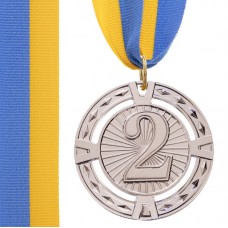 Медаль спортивна зі стрічкою PlayGame Ray срібна, код: C-6401_S