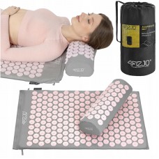 Килимок акупунктурний з валиком 4Fizjo Classic Mat Аплікатор Кузнєцова 680х420х20 мм, сірий-рожевий, код: P-5907739313287