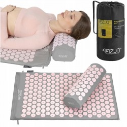 Килимок акупунктурний з валиком 4Fizjo Classic Mat Аплікатор Кузнєцова 680х420х20 мм, сірий-рожевий, код: P-5907739313287