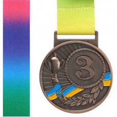Медаль спортивна зі стрічкою PlayGame Ukraine бронза, код: C-6210_B