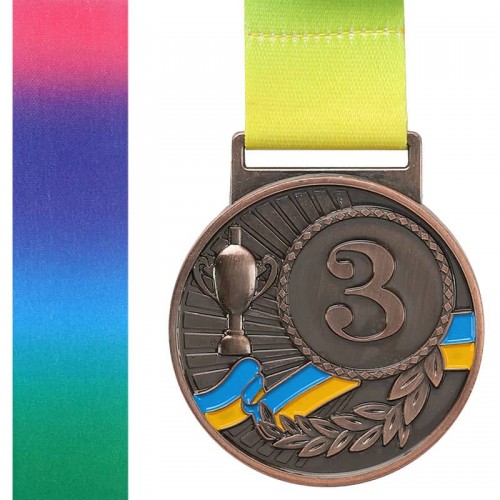 Медаль спортивна зі стрічкою PlayGame Ukraine бронза, код: C-6210_B