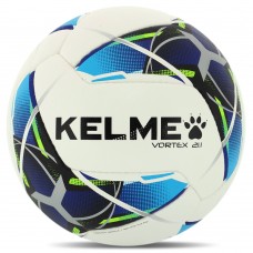 М"яч футбольний Kelme Vortex 21.1 №5 PU, білий-синій, код: 8101QU5003-9113-5-S52