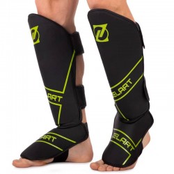 Захист для гомілки та стопи Муай Тай, ММА, Кікбоксинг Zelart M шкіряний, чорний-салатовий, код: VL-3152_MBKLG