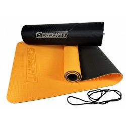 Килимок для йоги та фітнесу EasyFit TPE+TC двошаровий + чохол, 1830х610х6 мм, помаранчевий з чорним, код: EF-1924E-ORB-EF