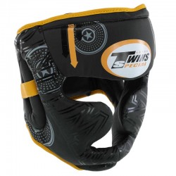 Шолом боксерський з повним захистом Twins PVC S, чорний-жовтий, код: BO-9481_SY