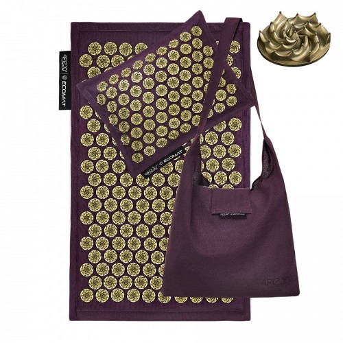 Килимок акупунктурний з подушкою 4FIZJO Eco Mat Аплікатор Кузнєцова 680x420 мм, Wine Red/Gold, код: P-5907739312907