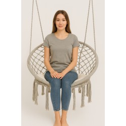 Крісло-гойдалка підвісна кругла WCG 80 см + м’яка подушка, білий, код: QNSW01WH-IF