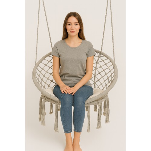 Крісло-гойдалка підвісна кругла WCG 80 см + м’яка подушка, білий, код: QNSW01WH-IF