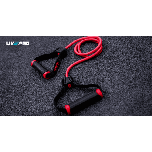 Еспандер трубчастий LivePro Tonic Tube Pro 1200х11х5 мм, червоний-чорний, код: 6951376150063