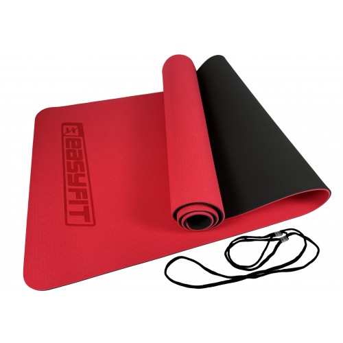 Килимок для йоги та фітнесу двошаровий EasyFit 1830х610х6 мм, червоний-чорний, код: EF-1924-RB