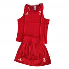Жіноча форма для занять боксом Adidas Olympic Woman GBR (шорти-спідниця + майка), розмір L, червона, код: 15559-894