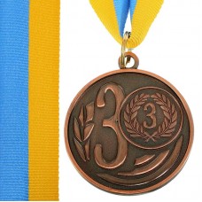 Медаль спортивна зі стрічкою PlayGame Wreath ø5см, бронзова, код: C-1489-5_B