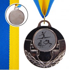 Медаль спортивна зі стрічкою PlayGame Aim Художня гімнастика срібна, код: C-4846-0073_S