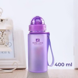 Пляшка для води Casno More Love з соломинкою 400 мл, фіолетова, код: MX-5028_Violet