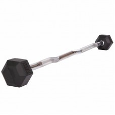 Штанга фіксована Zelart Rubber Hexagon Barbell вигнута гумова довжина-95см 10кг, код: TA-6231-10