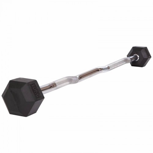 Штанга фіксована Zelart Rubber Hexagon Barbell вигнута гумова довжина-95см 10кг, код: TA-6231-10